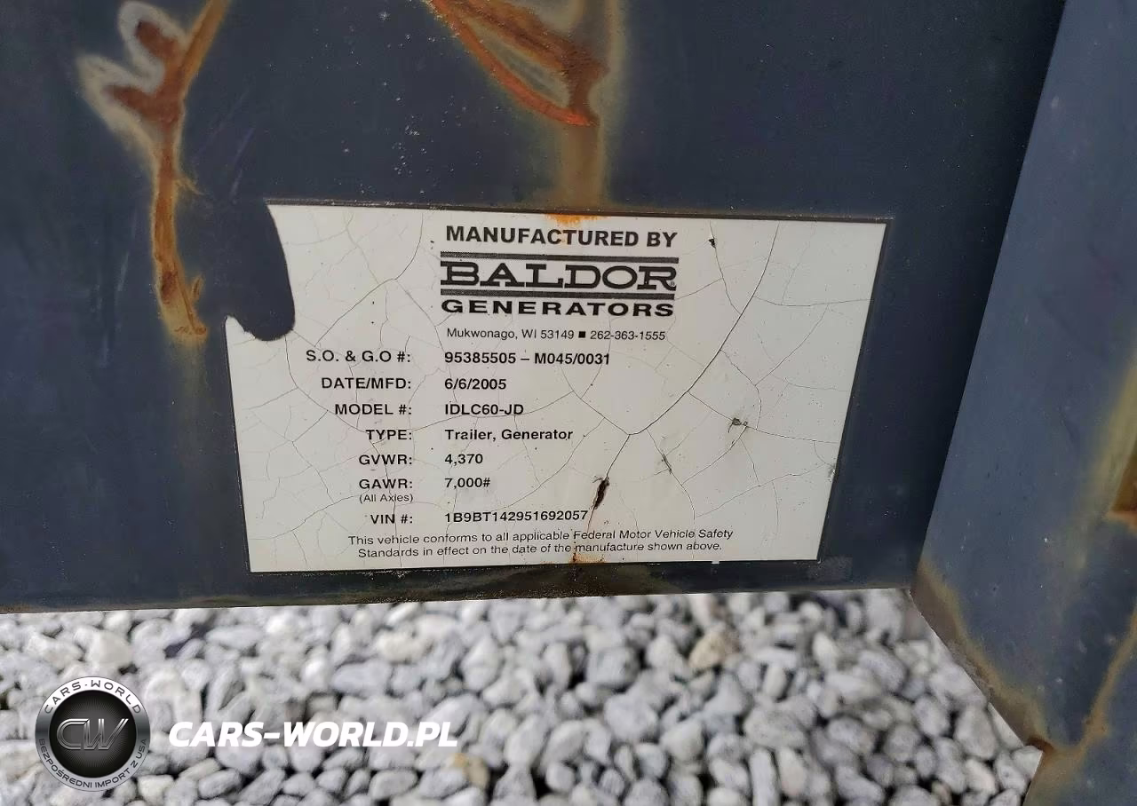 2005 Baldor Idlc60-Jd Generator VIN:1B9BT142951692057 - 10