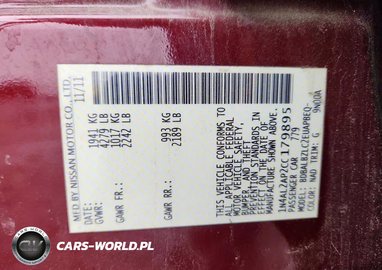 2012 Nissan Altima 2.5 VIN:1N4AL2AP2CC179895 - 12
