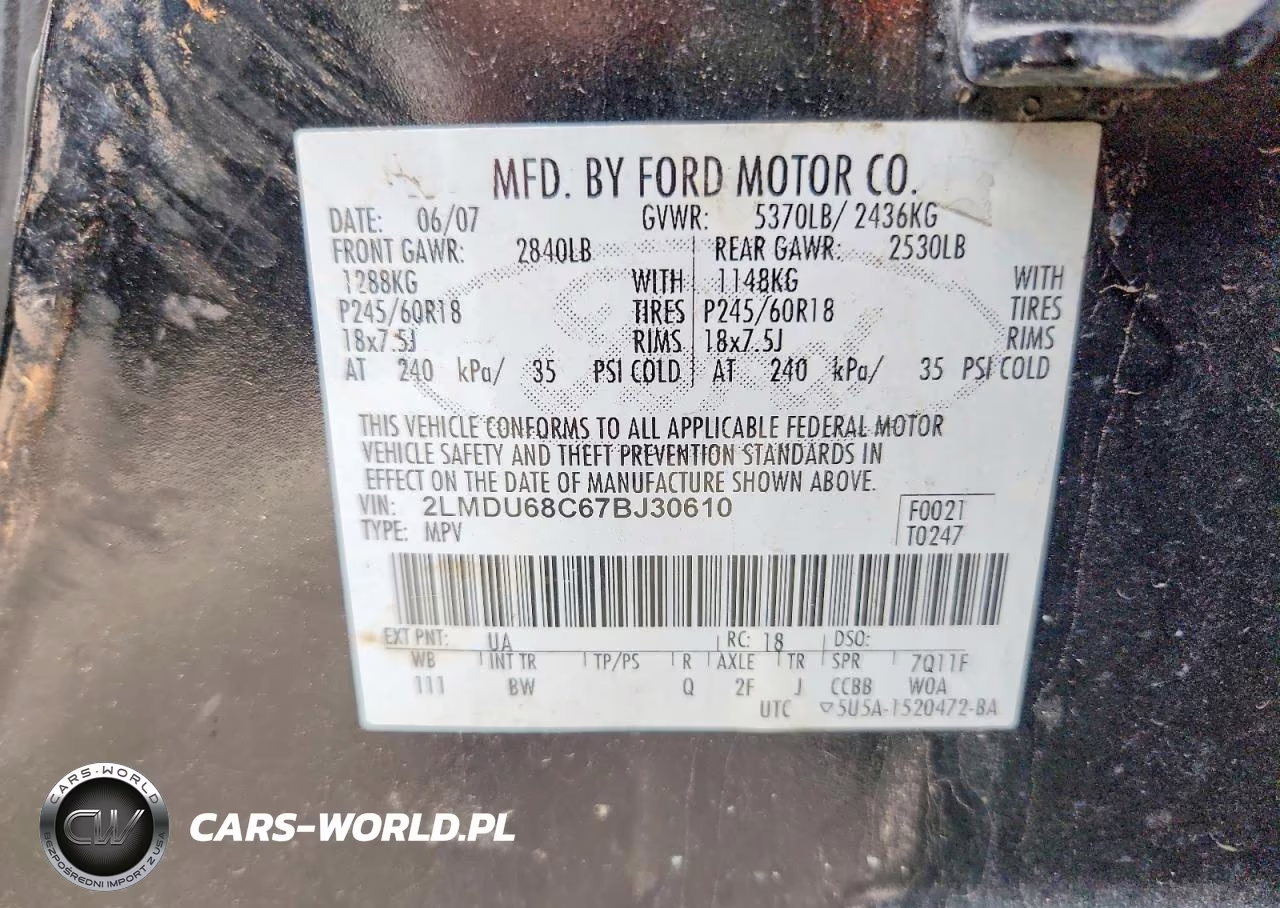 2007 Lincoln Mkx VIN:2LMDU68C67BJ30610 - 13