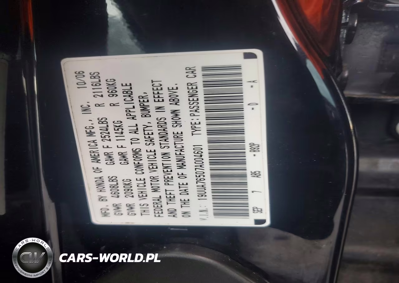 2007 Acura Tl Type S VIN:19UUA76507A004601 - 12