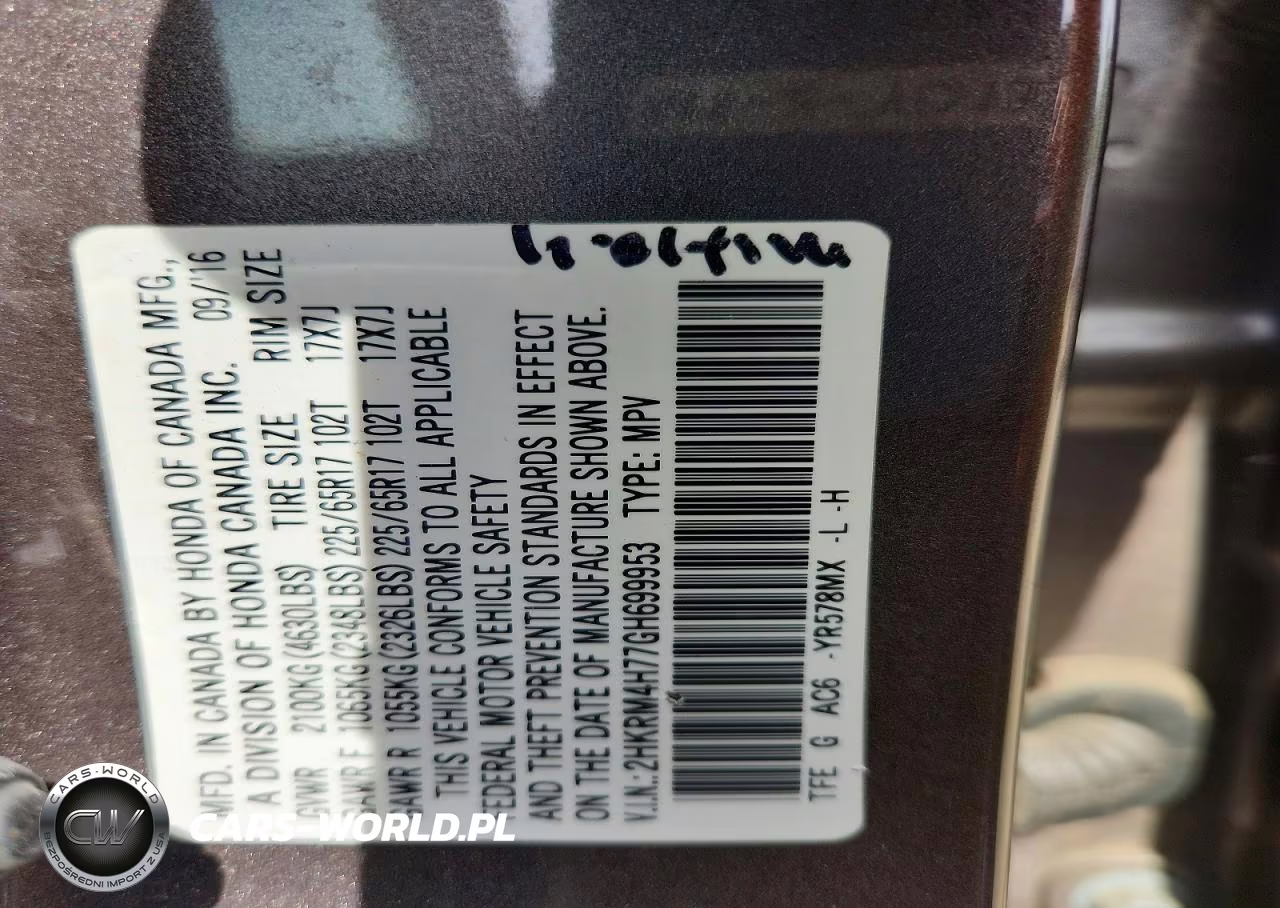 2016 Honda Cr-V Exl VIN:2HKRM4H77GH699953 - 13