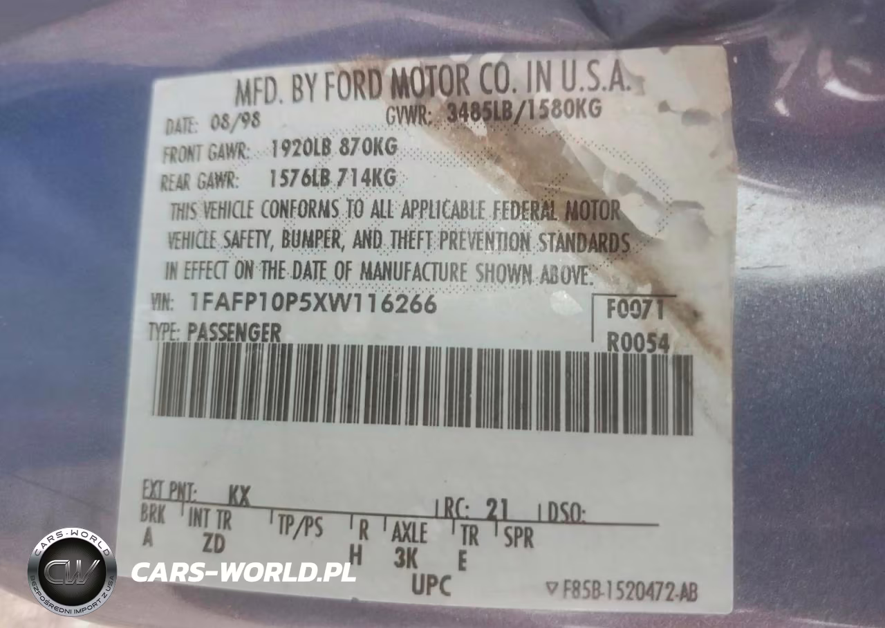 1999 Ford Escort Lx VIN:1FAFP10P5XW116266 - 12