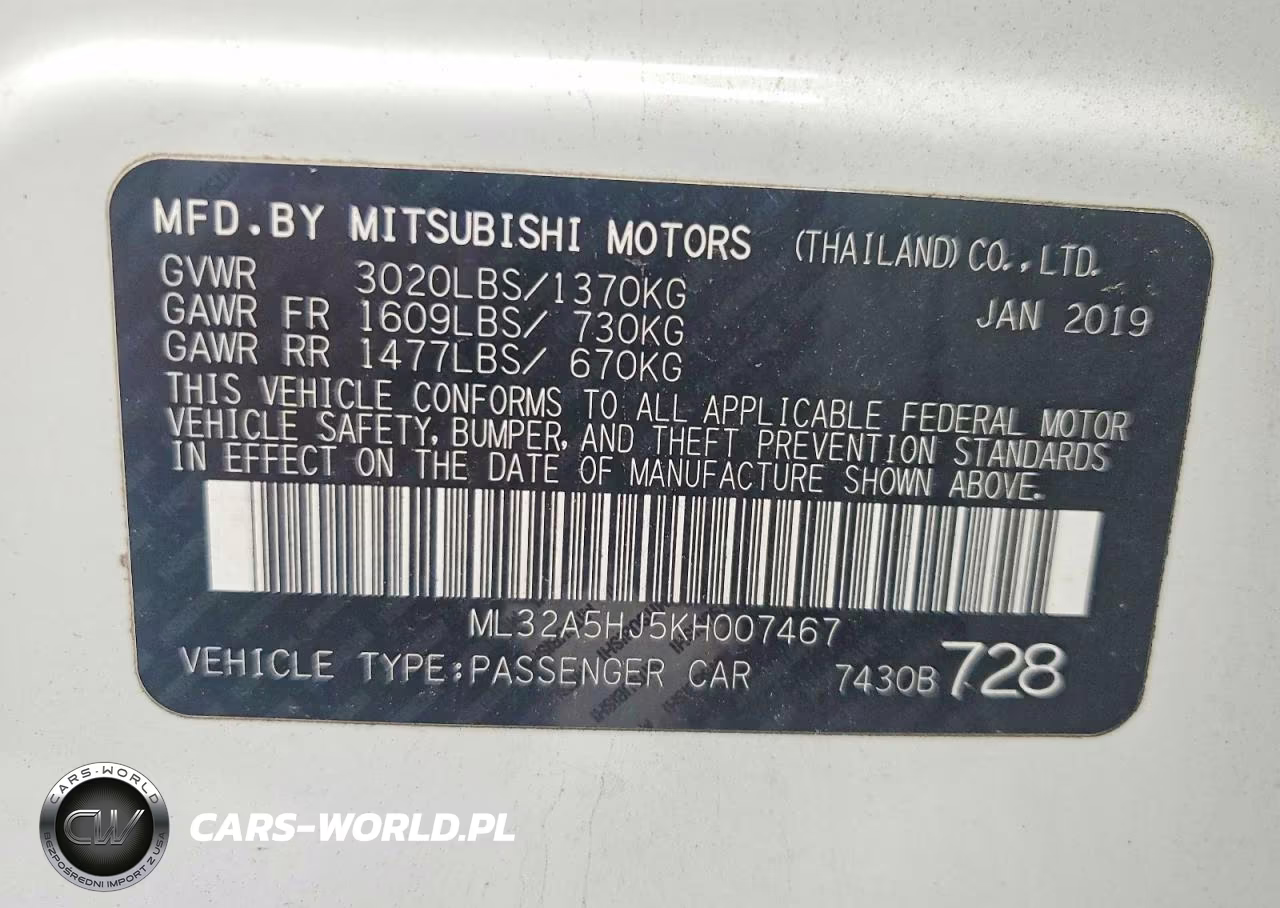 2019 Mitsubishi Mirage Le VIN:ML32A5HJ5KH007467 - 12