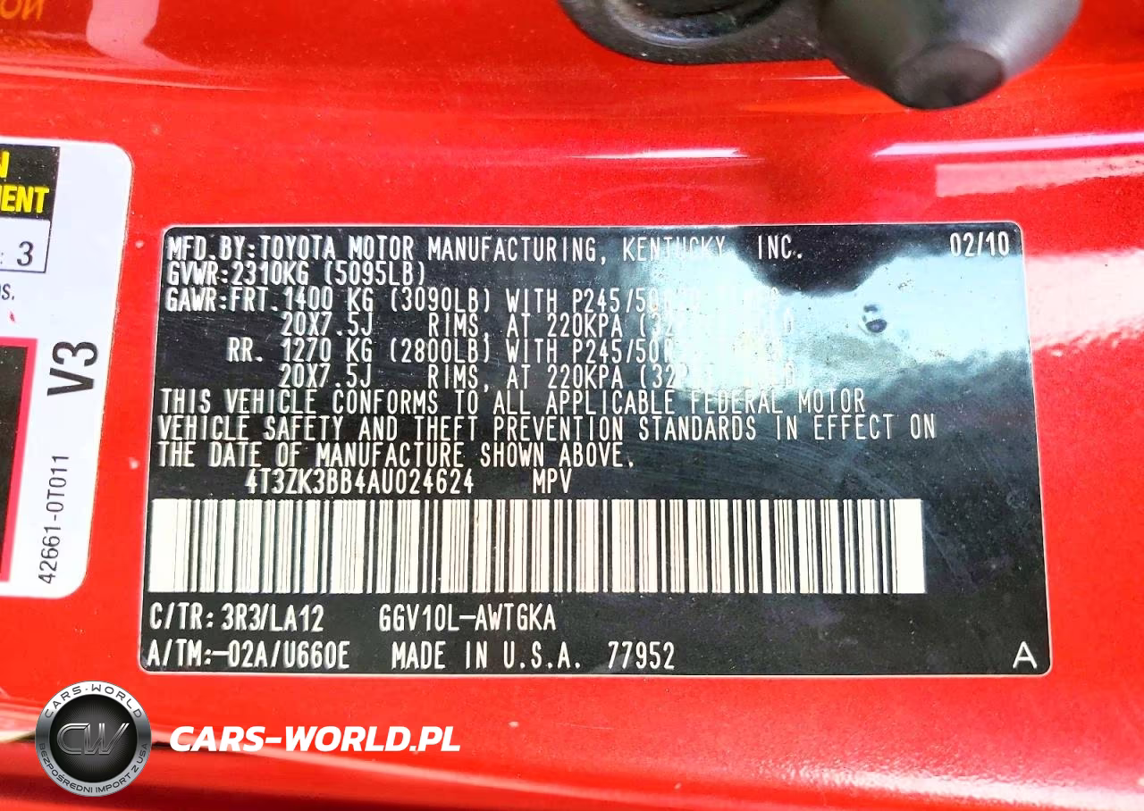 2010 Toyota Venza Fwd V6 VIN:4T3ZK3BB4AU024624 - 13
