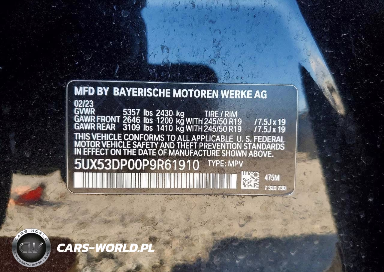 2023 BMW X3 xDrive30I VIN:5UX53DP00P9R61910 - 13