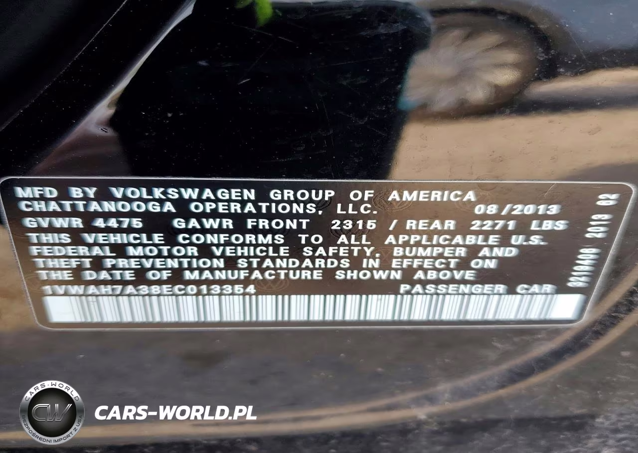 2014 Volkswagen Passat S VIN:1VWAH7A38EC013354 - 12