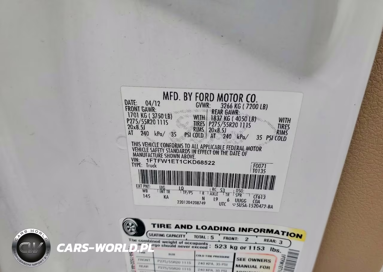 2012 Ford F150 Supercrew VIN:1FTFW1ET1CKD68522 - 12