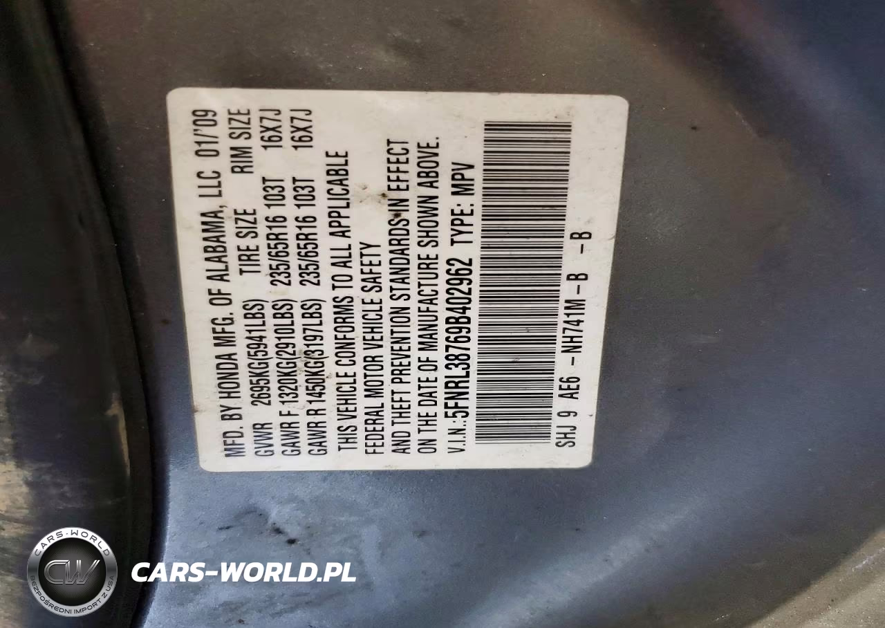 2009 Honda Odyssey Ex VIN:5FNRL38769B402962 - 14