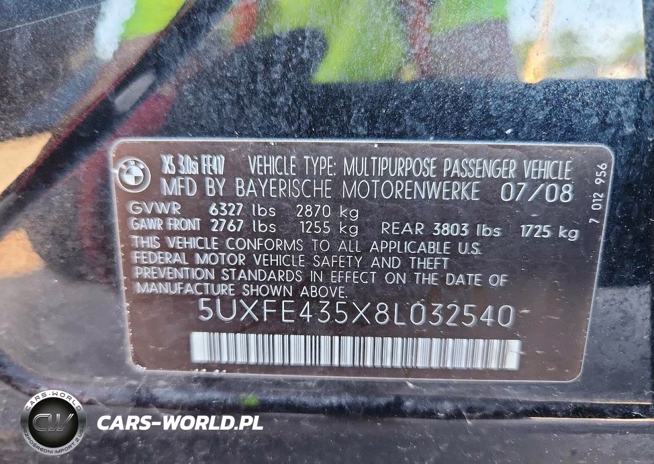2008 BMW X5 3.0I VIN:5UXFE435X8L032540 - 13