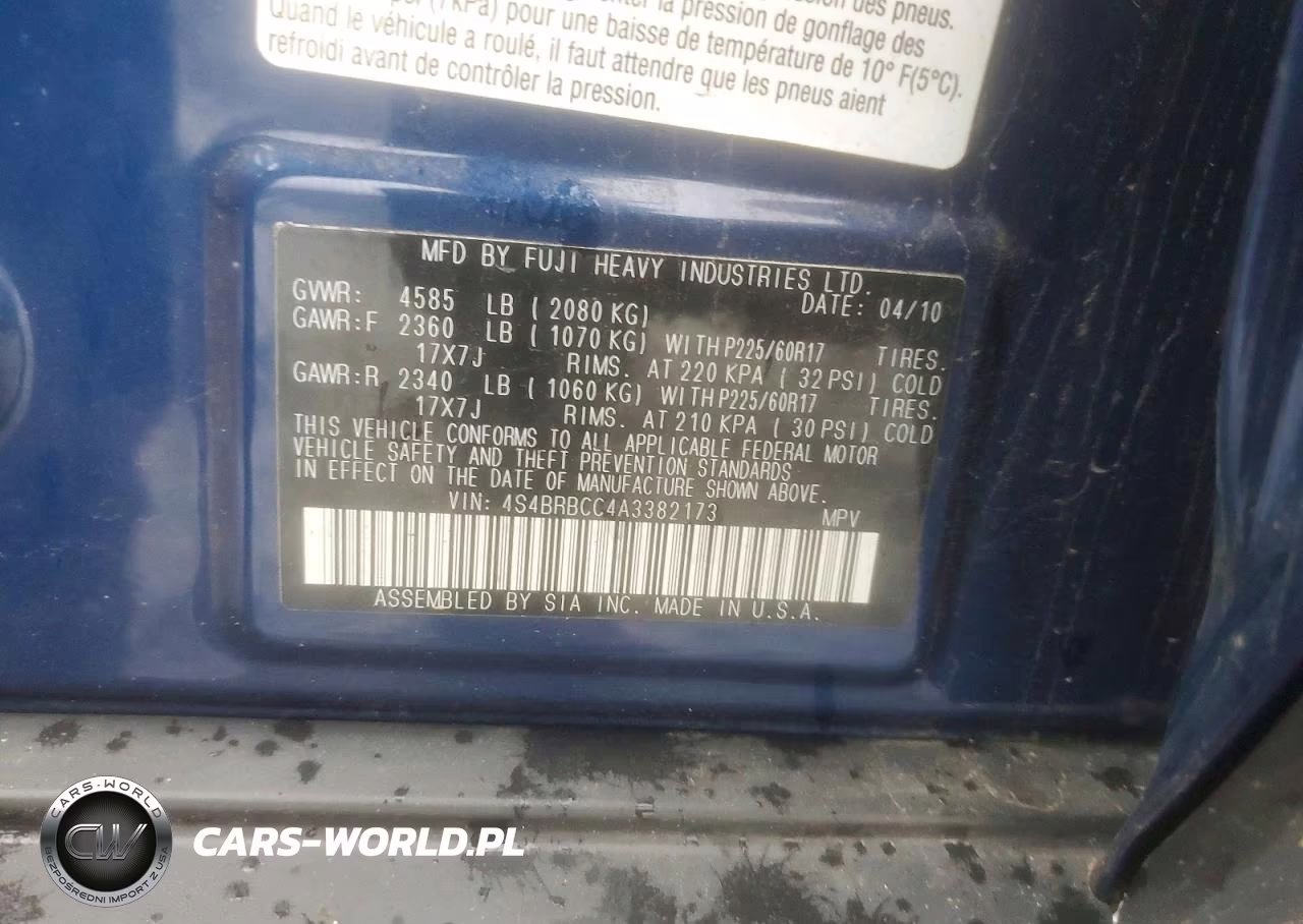 2010 Subaru Outback 2.5I Premium VIN:4S4BRBCC4A3382173 - 13
