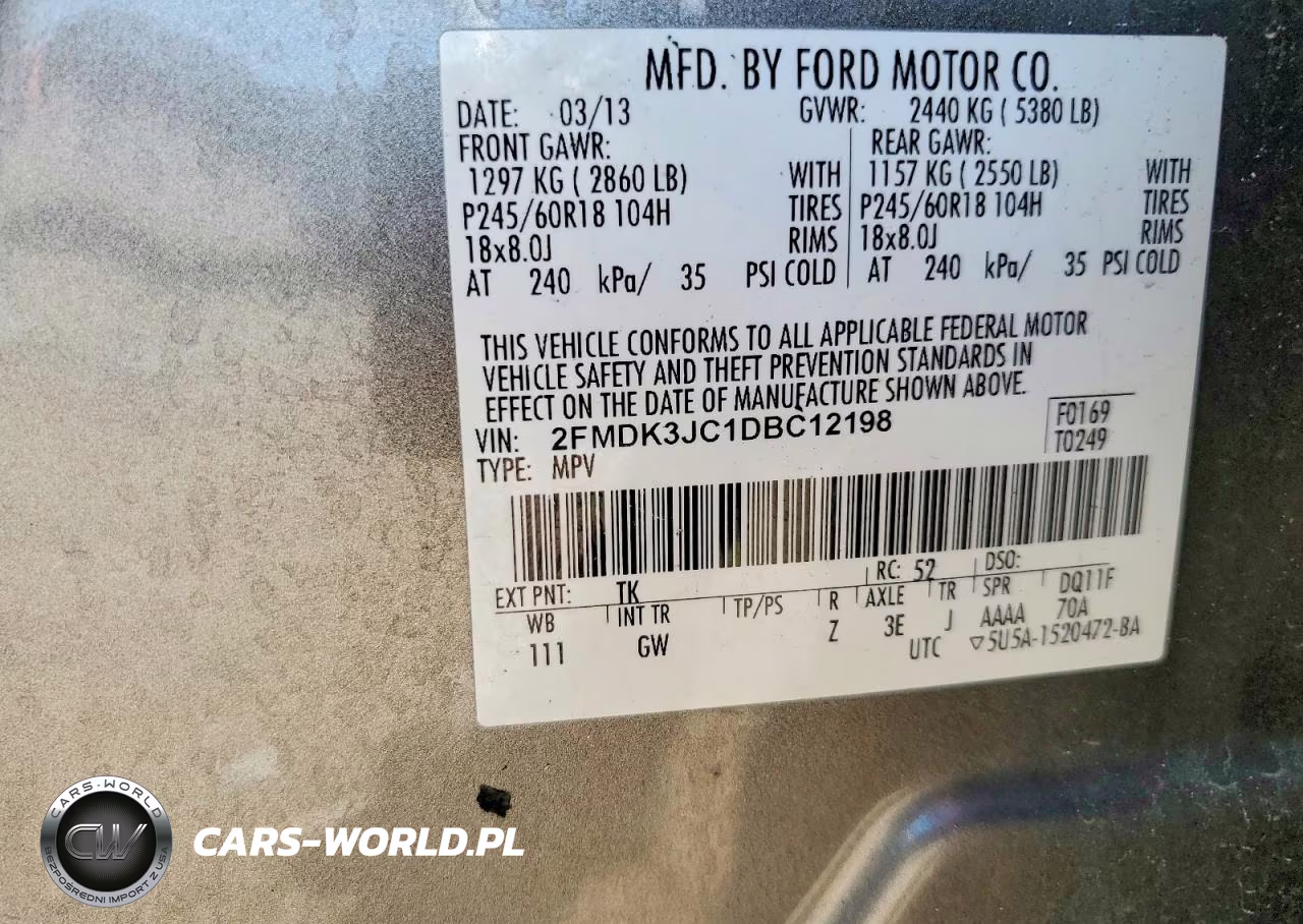 2013 Ford Edge Sel VIN:2FMDK3JC1DBC12198 - 12