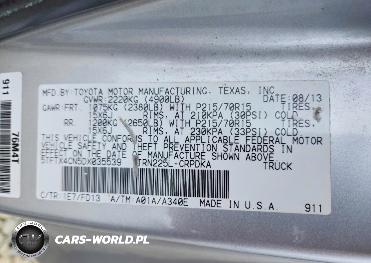 2013 Toyota Tacoma Access Cab VIN:5TFTX4CN5DX035539 - 13