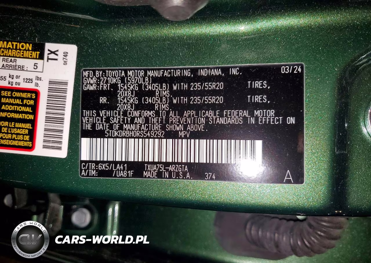 2024 Toyota Highlander Platinum VIN:5TDKDRBH0RS549292 - 13