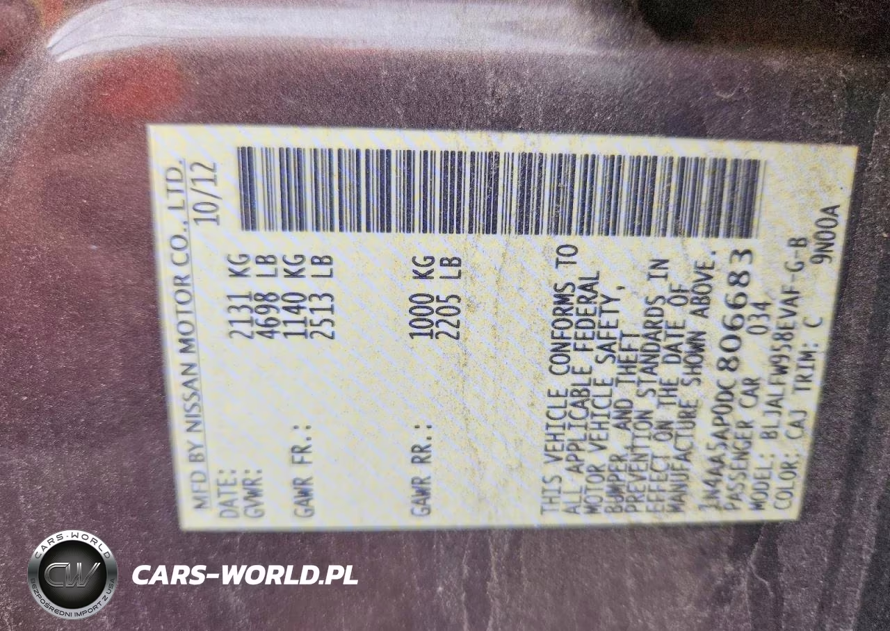 2013 Nissan Maxima 3.5 S VIN:1N4AA5AP0DC806683 - 13