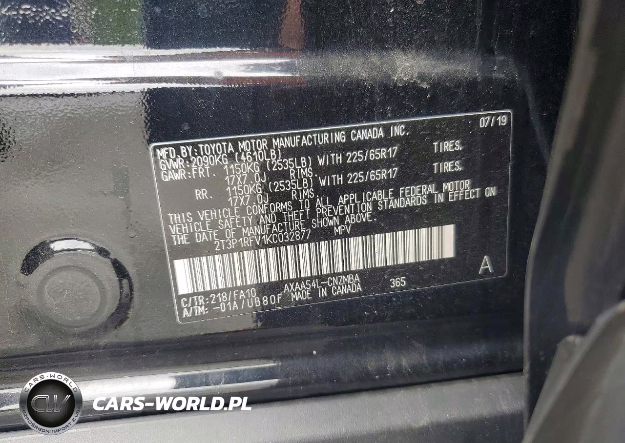 2019 Toyota Rav4 Xle VIN:2T3P1RFV1KC032877 - 13