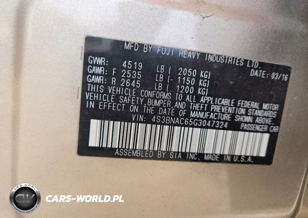 2016 Subaru Legacy 2.5I Premium VIN:4S3BNAC65G3047324 - 12