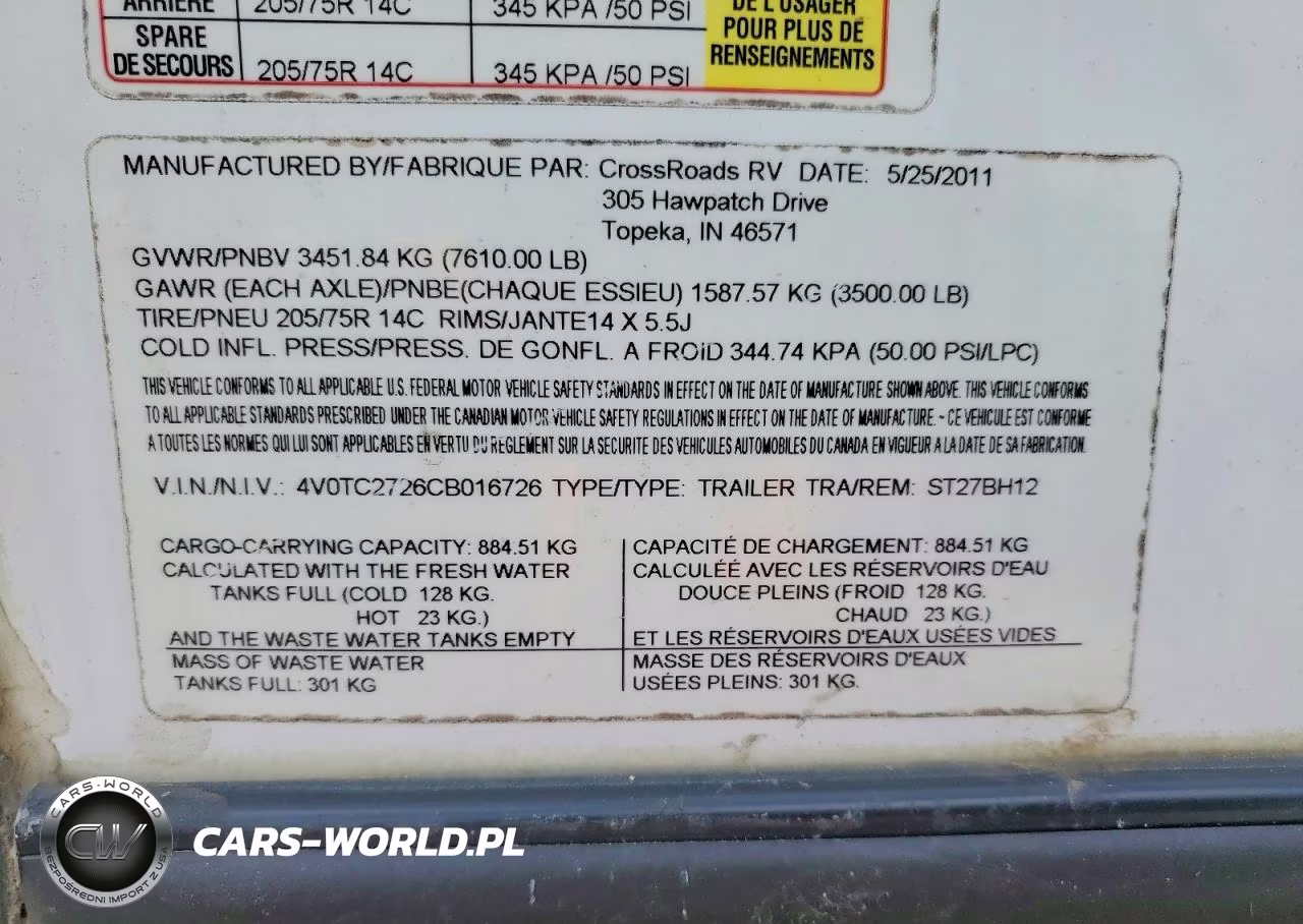 2012 Crossroads Sunset Trail Camper VIN:4V0TC2726CB016726 - 10