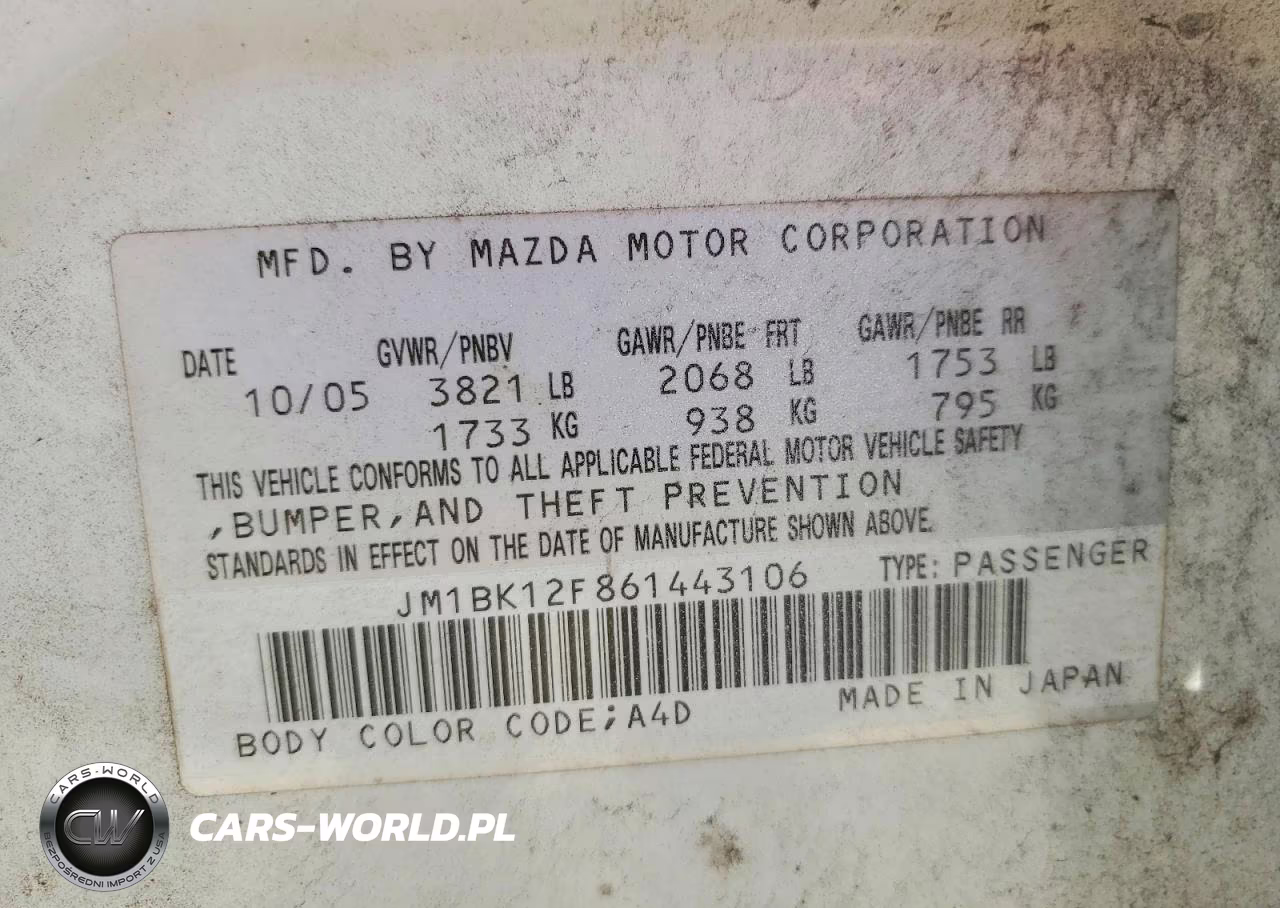 2006 Mazda 3 I VIN:JM1BK12F861443106 - 13
