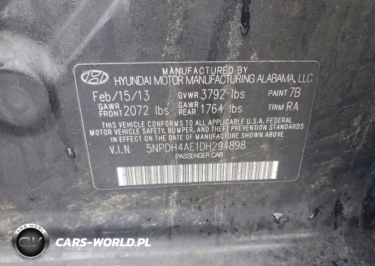 2013 Hyundai Elantra Gls VIN:5NPDH4AE1DH294898 - 12