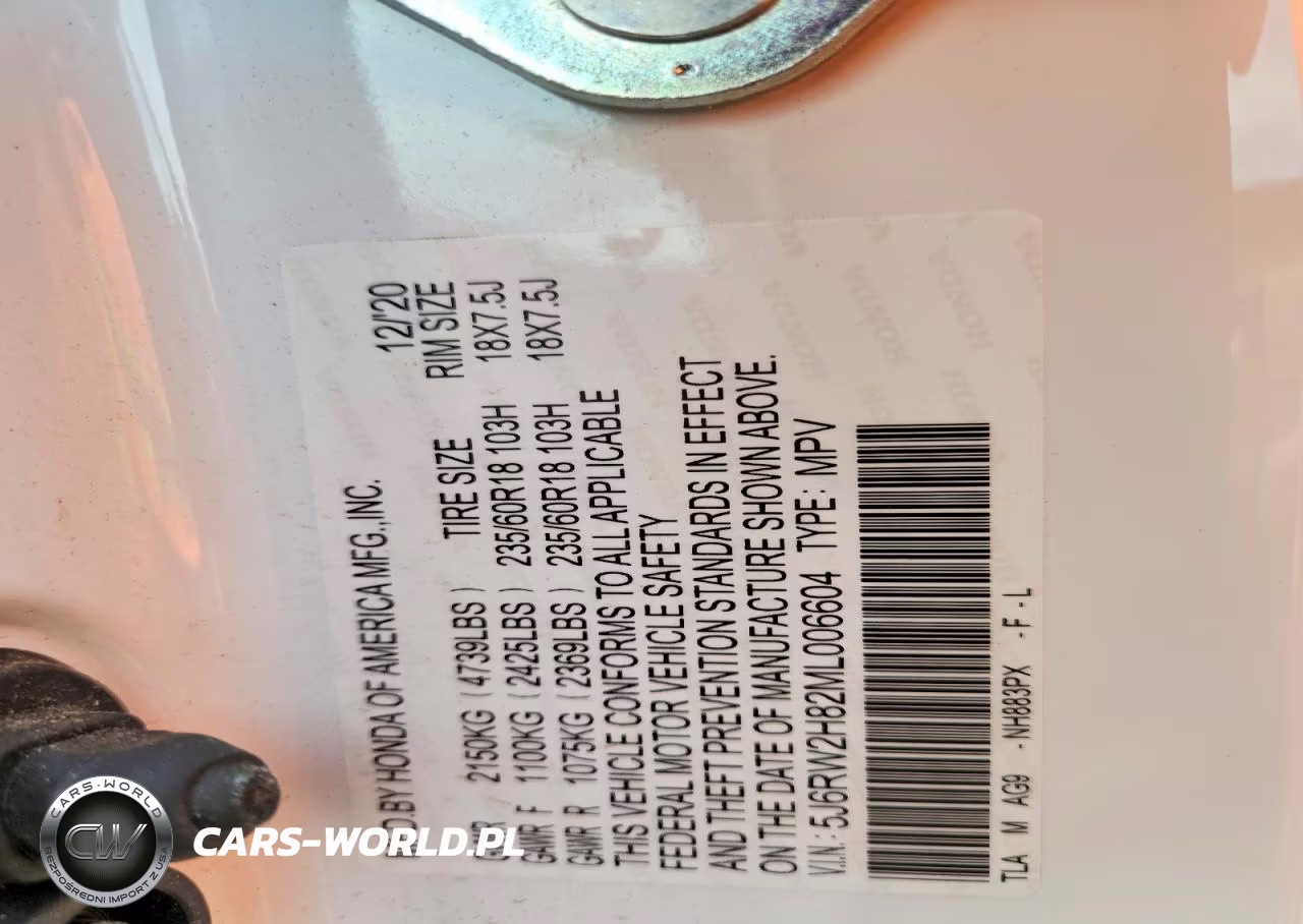 2021 Honda Cr-V Exl VIN:5J6RW2H82ML006604 - 13
