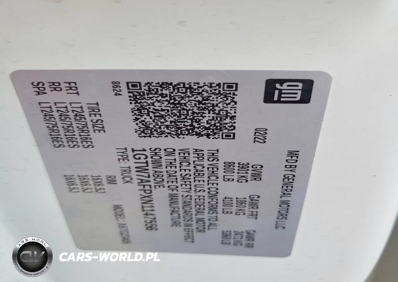 2022 GMC Savana G2500 VIN:1GTW7AFPXN1147556 - 13