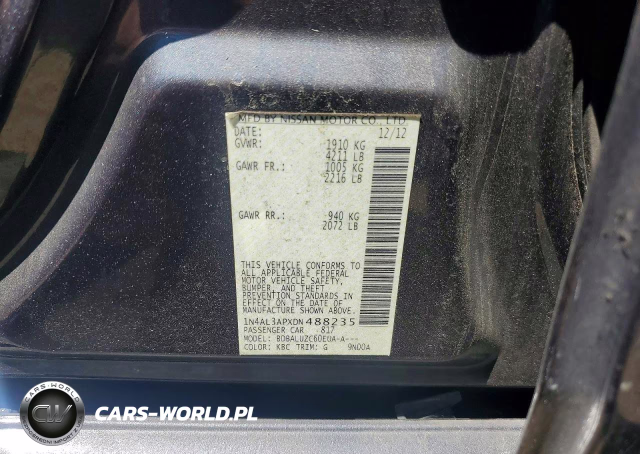 2013 Nissan Altima 2.5 VIN:1N4AL3APXDN488235 - 12