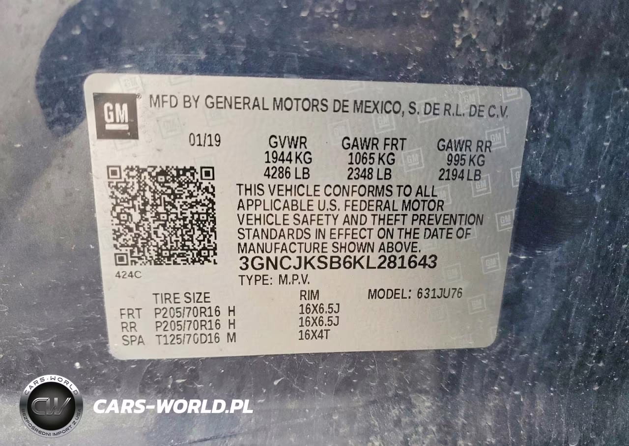 2019 Chevrolet Trax Ls VIN:3GNCJKSB6KL281643 - 13