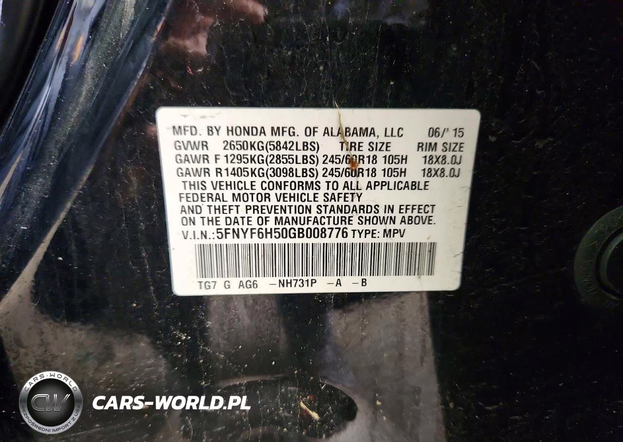 2016 Honda Pilot VIN:5FNYF6H50GB008776 - 13