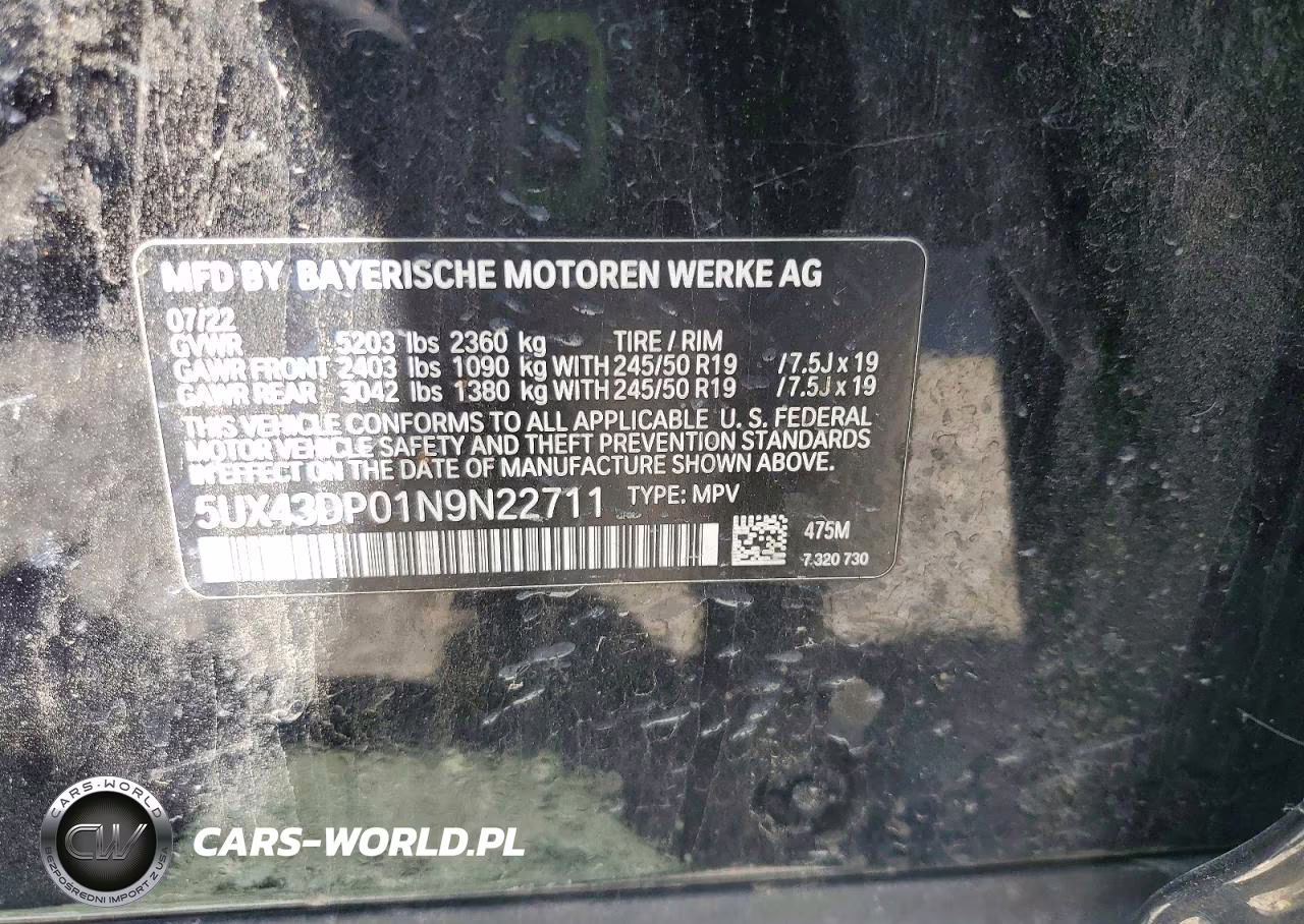2022 BMW X3 Sdrive30I VIN:5UX43DP01N9N22711 - 13