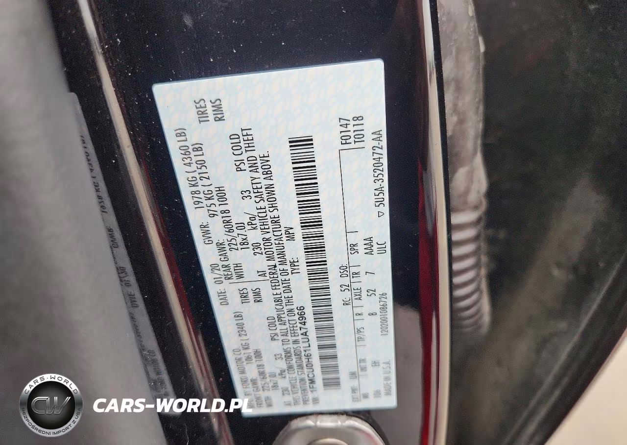 2020 Ford Escape Sel VIN:1FMCU0H61LUA74966 - 13