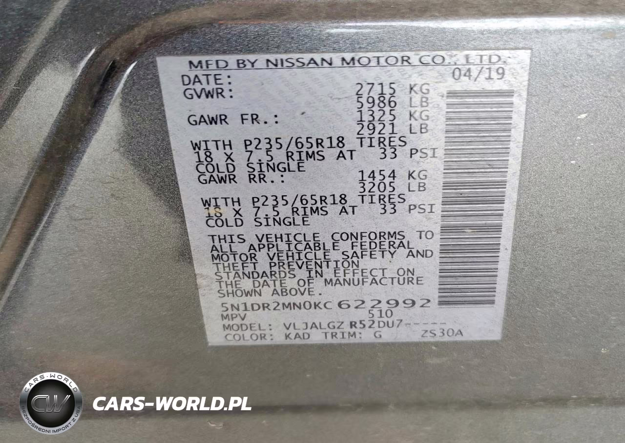 2019 Nissan Pathfinder Sl VIN:5N1DR2MN0KC622992 - 13