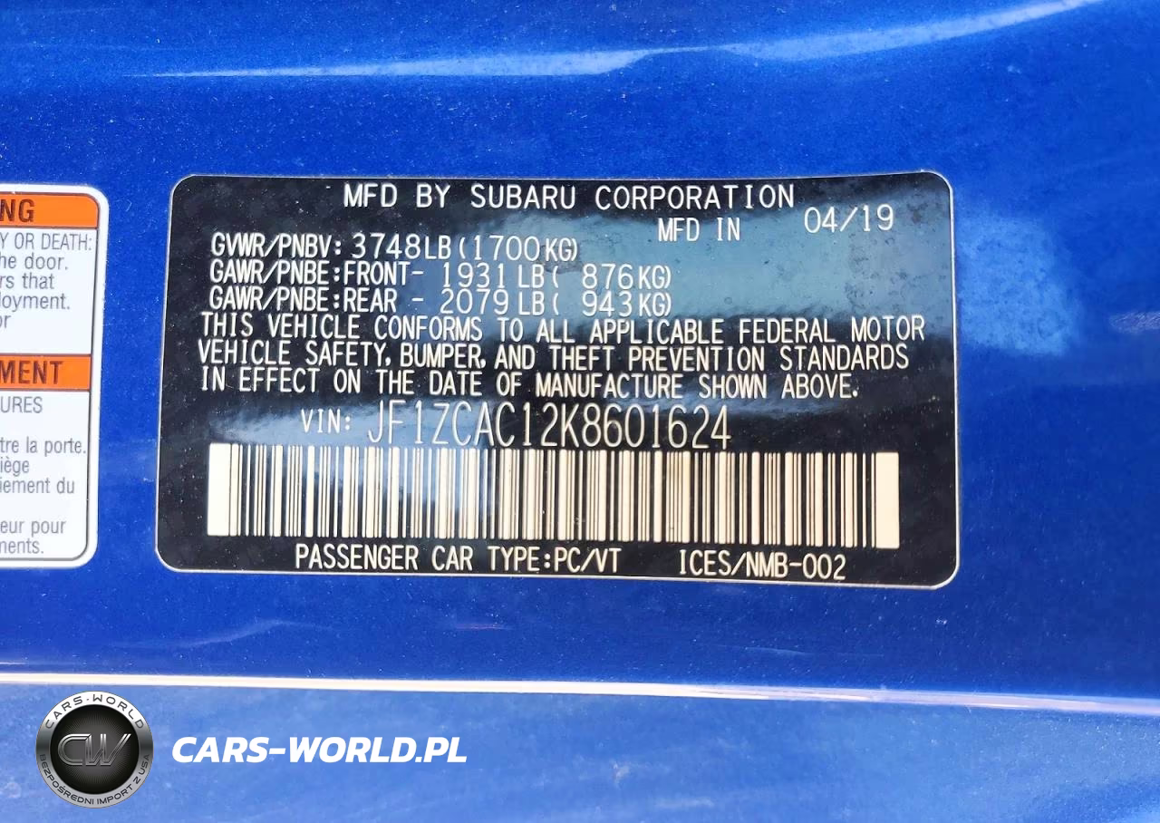 2019 Subaru Brz Limited VIN:JF1ZCAC12K8601624 - 12