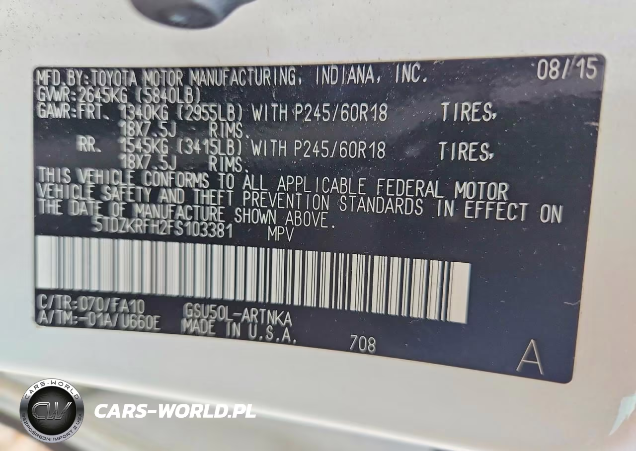 2015 Toyota Highlander Le Plus VIN:5TDZKRFH2FS103381 - 13