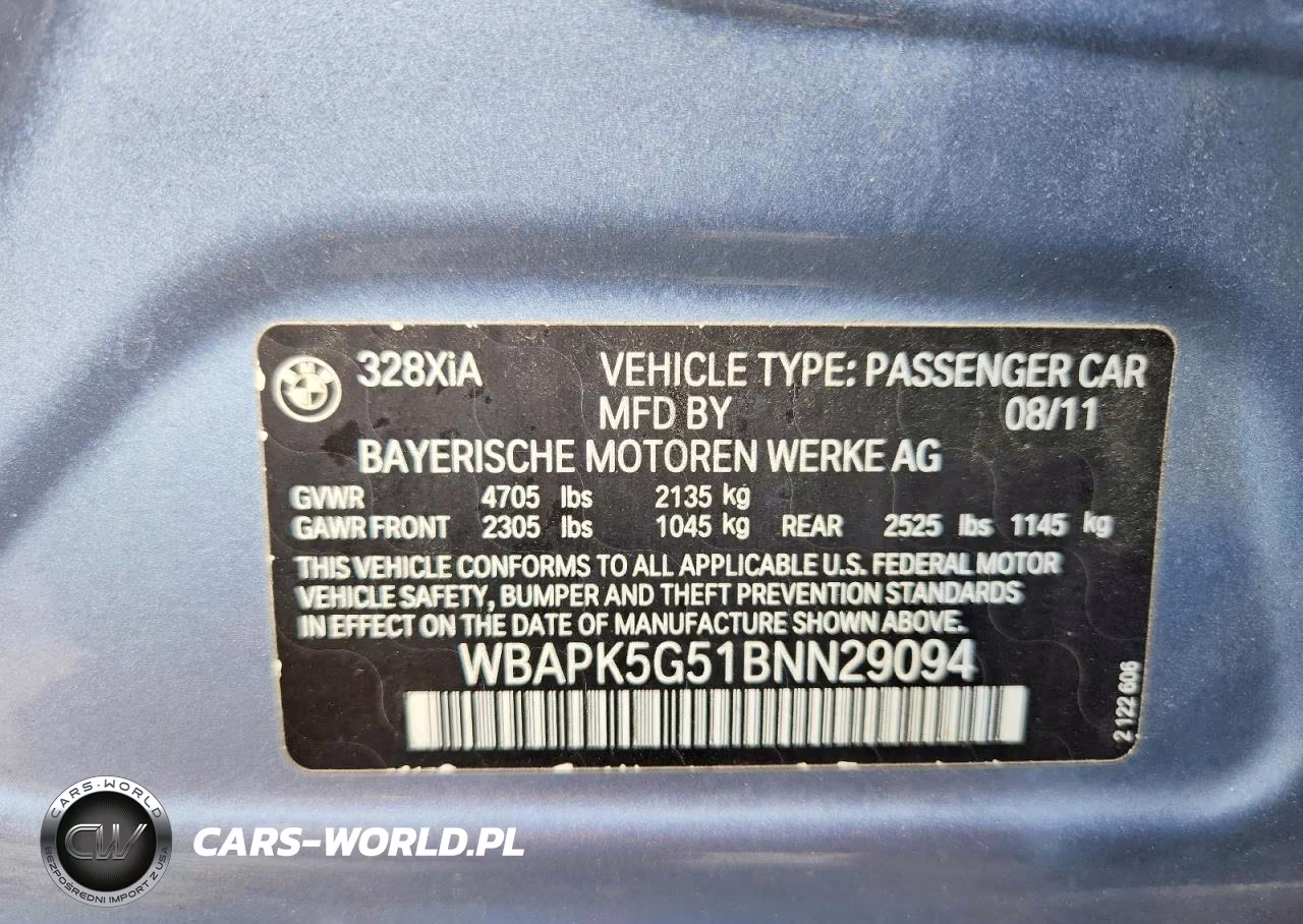 2011 BMW 328 Xi Sulev VIN:WBAPK5G51BNN29094 - 13