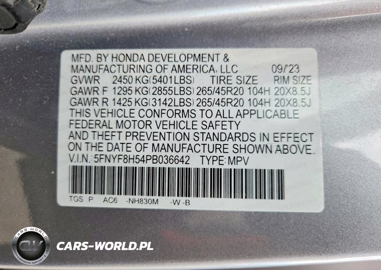2023 Honda Passport Exl VIN:5FNYF8H54PB036642 - 13