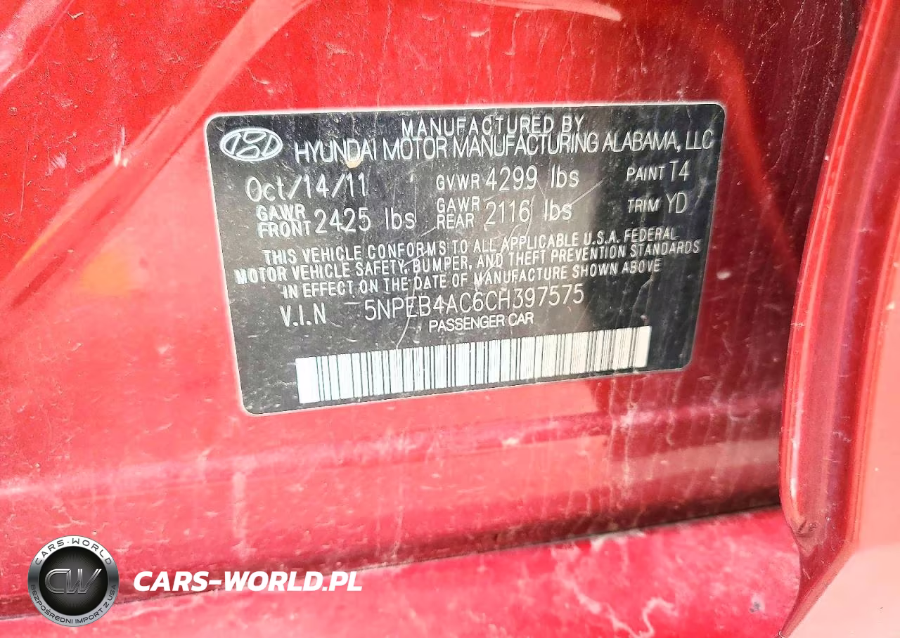 2012 Hyundai Sonata Gls VIN:5NPEB4AC6CH397575 - 12