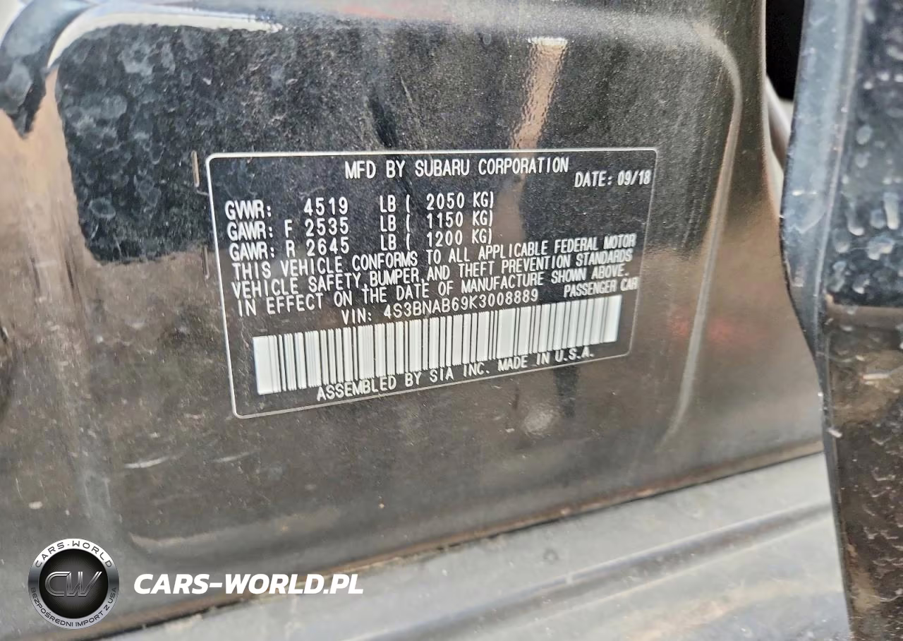 2019 Subaru Legacy 2.5I VIN:4S3BNAB69K3008889 - 13