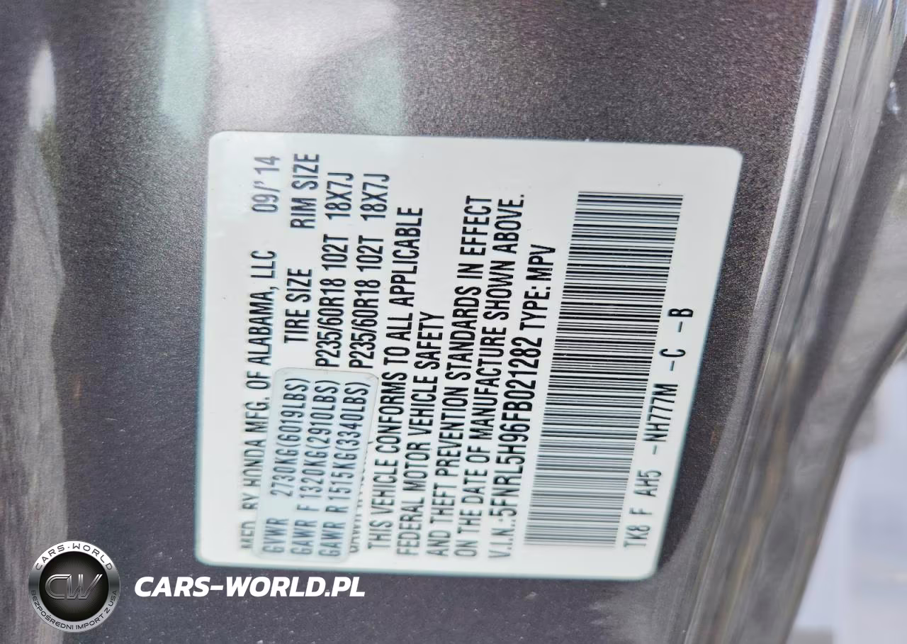 2015 Honda Odyssey Touring VIN:5FNRL5H96FB021282 - 13