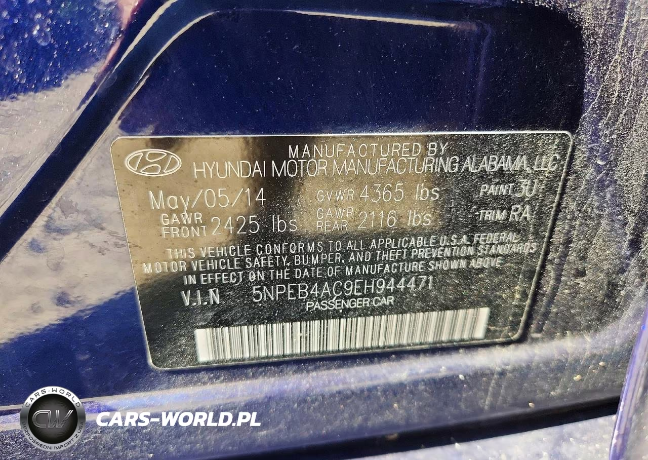 2014 Hyundai Sonata Gls VIN:5NPEB4AC9EH944471 - 12