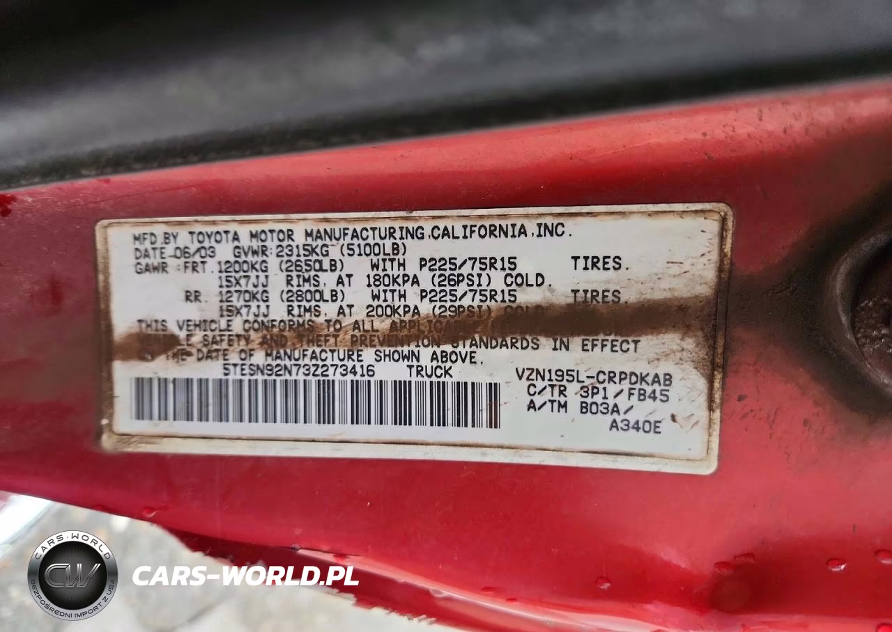 2003 Toyota Tacoma Xtracab Prerunner VIN:5TESN92N73Z273416 - 12