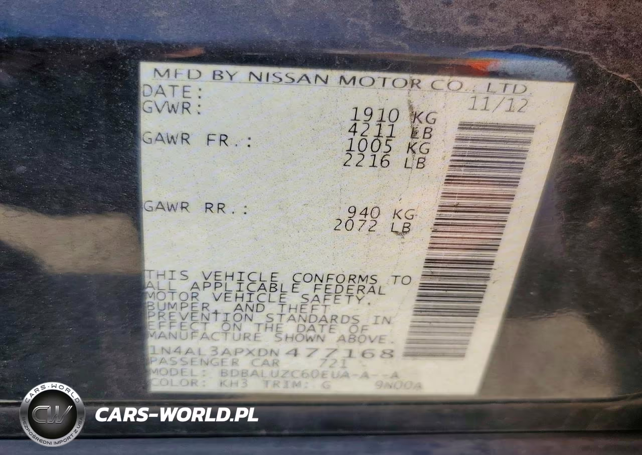 2013 Nissan Altima 2.5 VIN:1N4AL3APXDN477168 - 12