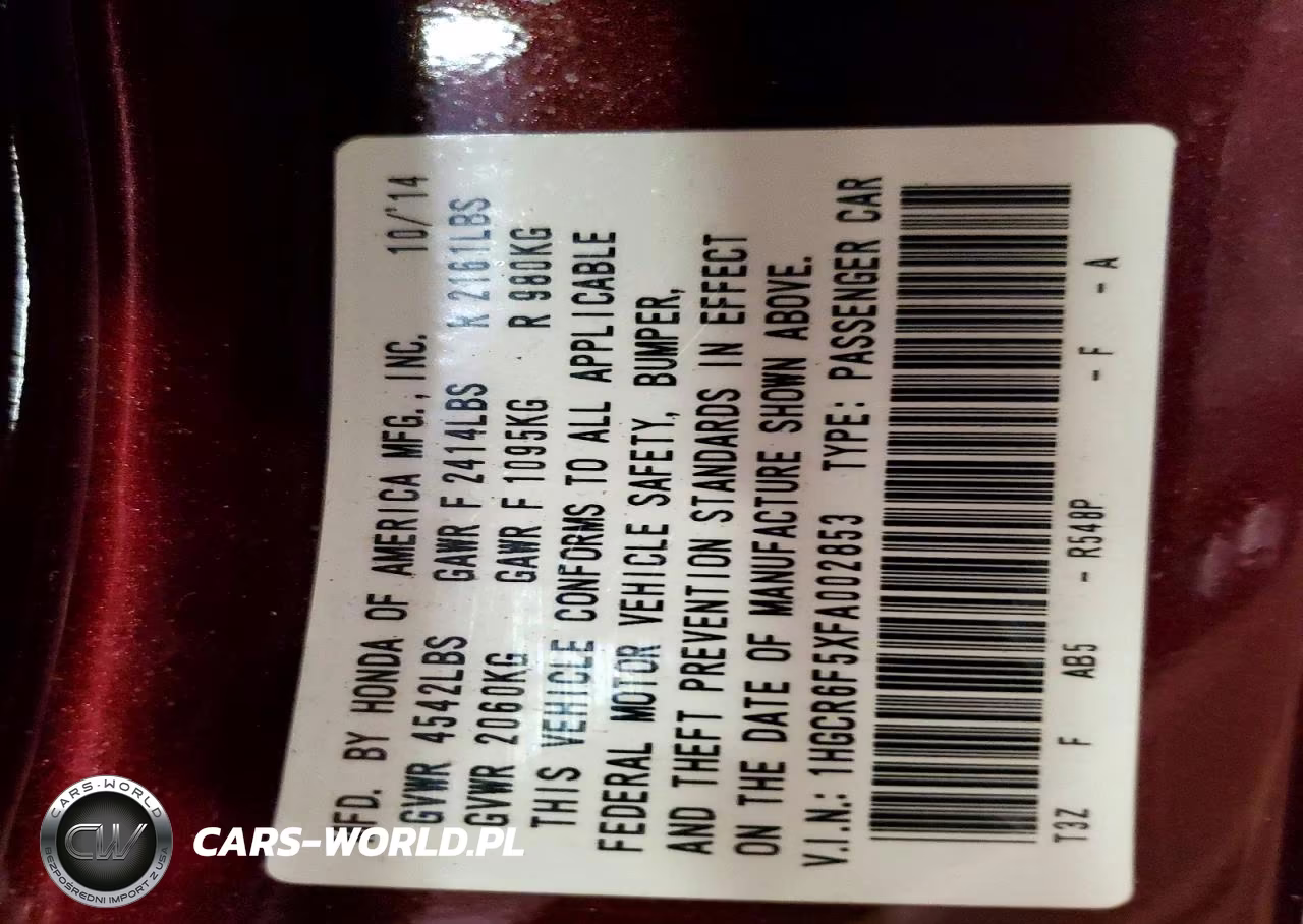 2015 Honda Accord Hybrid Exl VIN:1HGCR6F5XFA002853 - 12