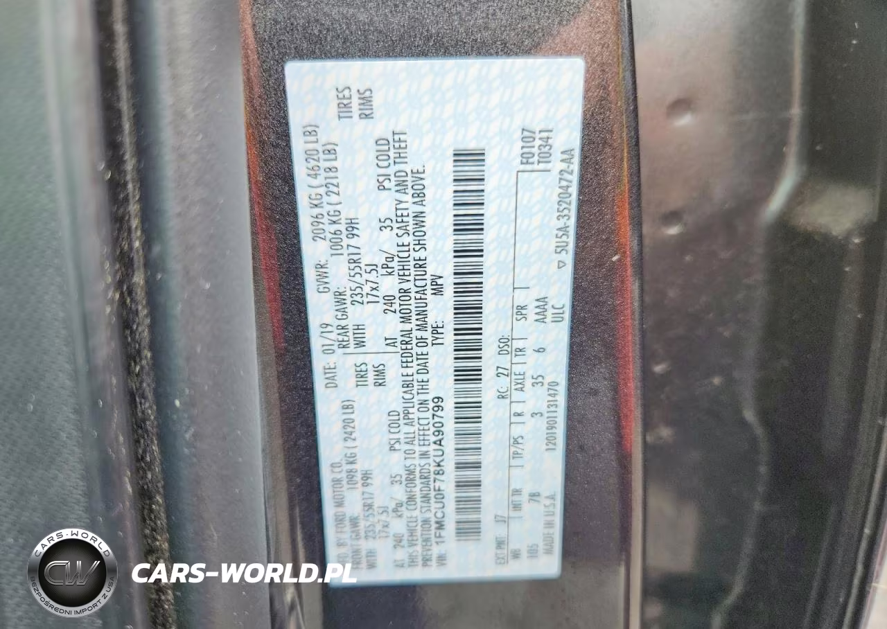 2019 Ford Escape S VIN:1FMCU0F78KUA90799 - 13