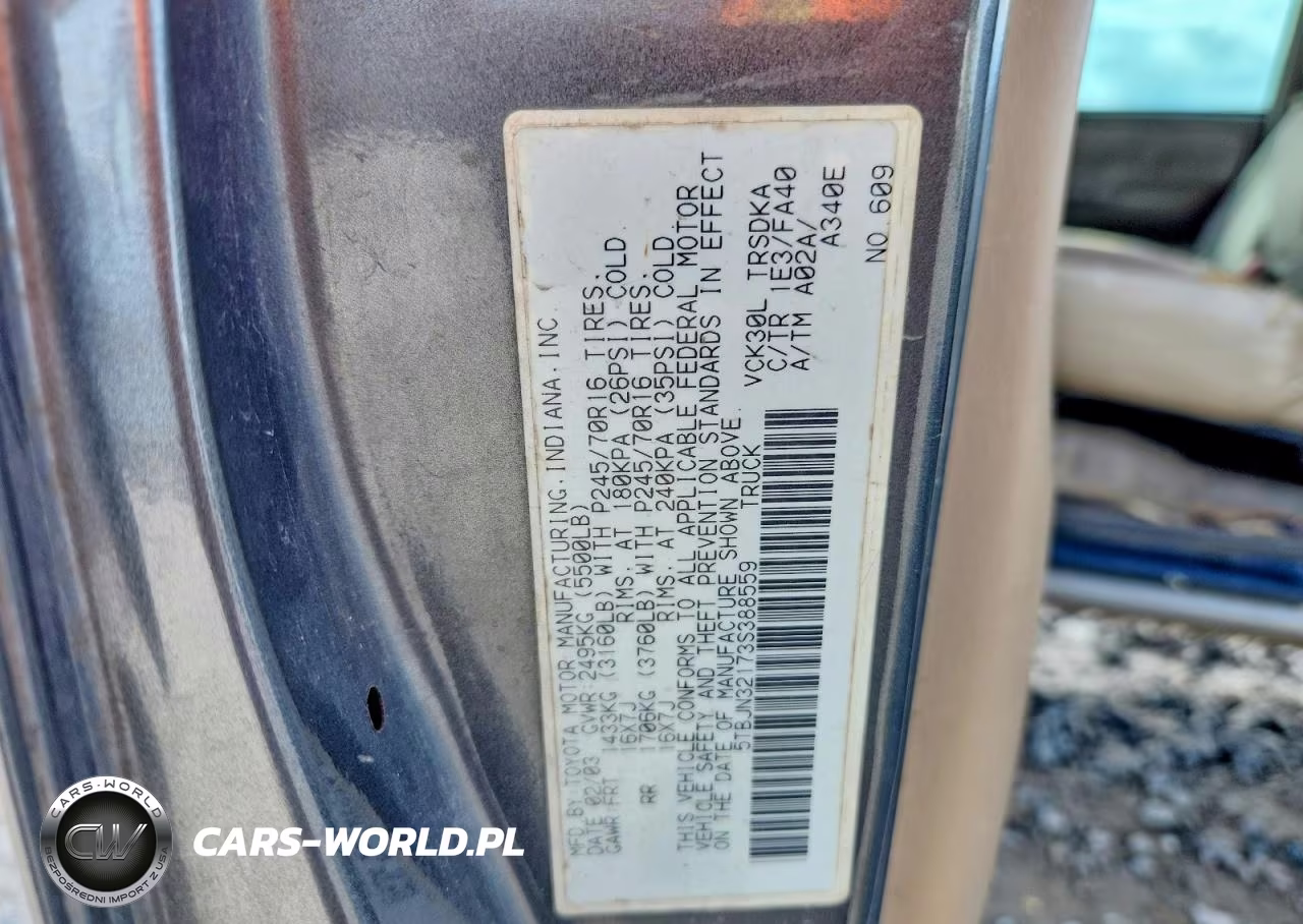 2003 Toyota Tundra Base VIN:5TBJN32173S388559 - 12