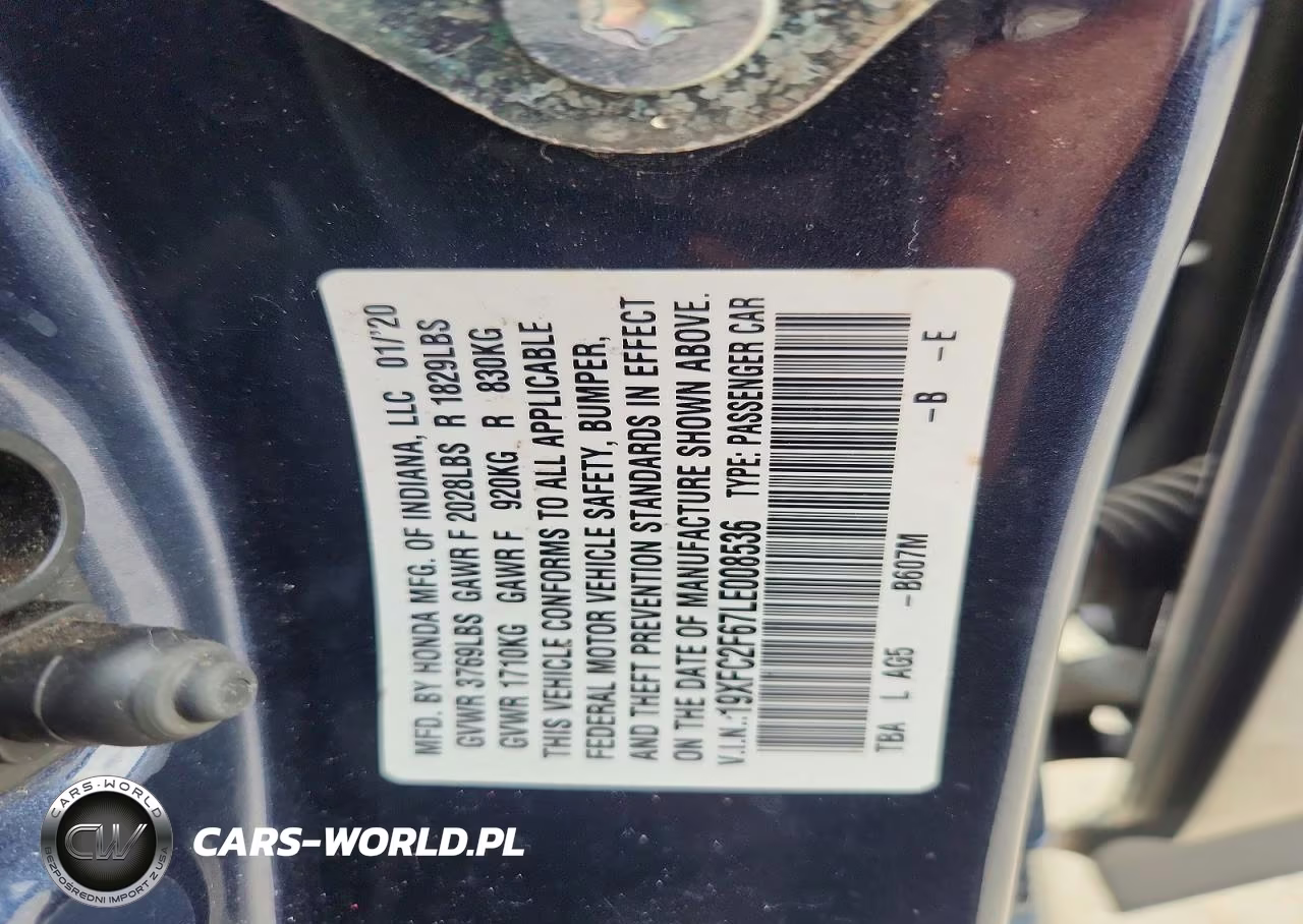 2020 Honda Civic Lx VIN:19XFC2F67LE008536 - 12