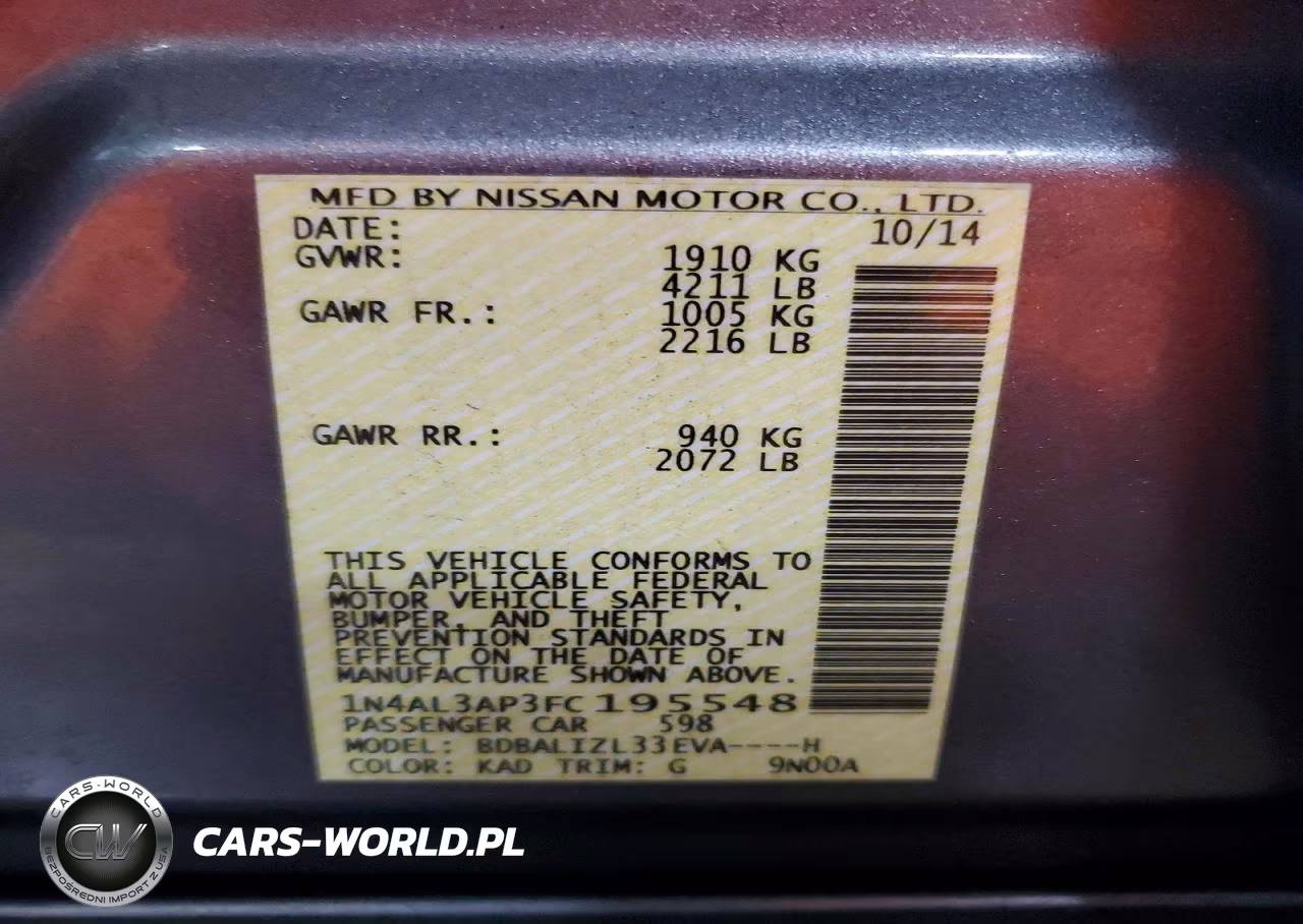2015 Nissan Altima 2.5 Sv VIN:1N4AL3AP3FC195548 - 12