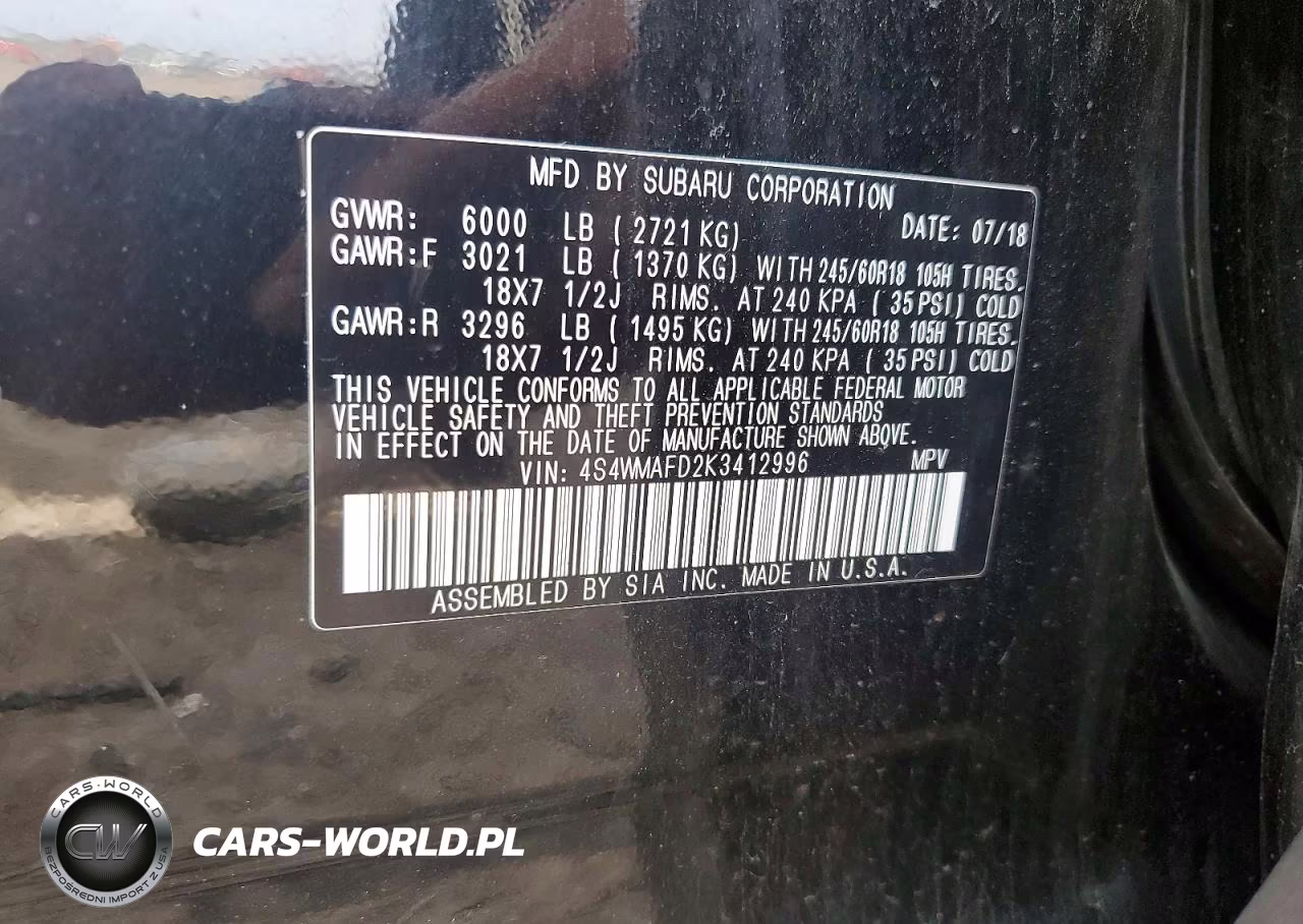 2019 Subaru Ascent Premium VIN:4S4WMAFD2K3412996 - 13