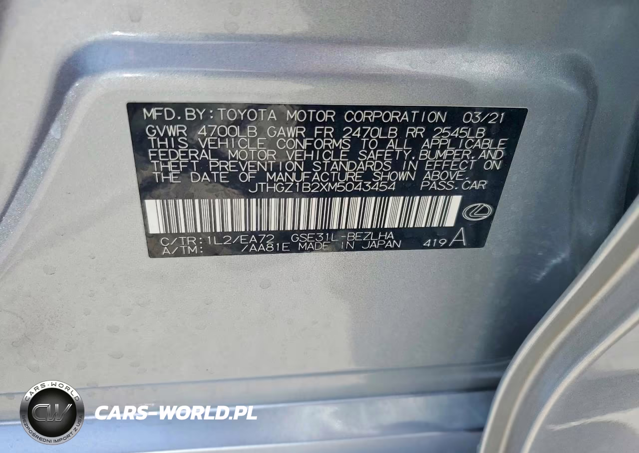 2021 Lexus Is 350 F Sport VIN:JTHGZ1B2XM5043454 - 12