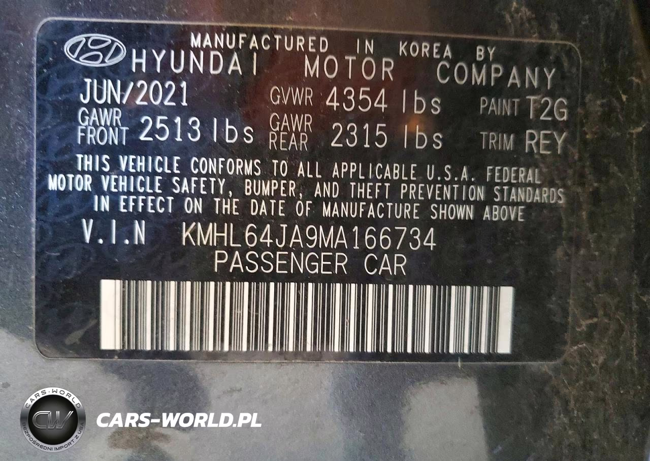 2021 Hyundai Sonata Sel VIN:KMHL64JA9MA166734 - 12