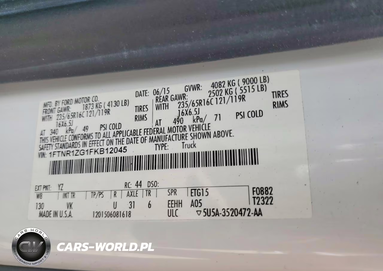 2015 Ford Transit T-250 VIN:1FTNR1ZG1FKB12045 - 13